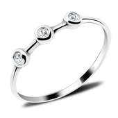 Triple Stones Bezel Set Silver Ring NSR-509